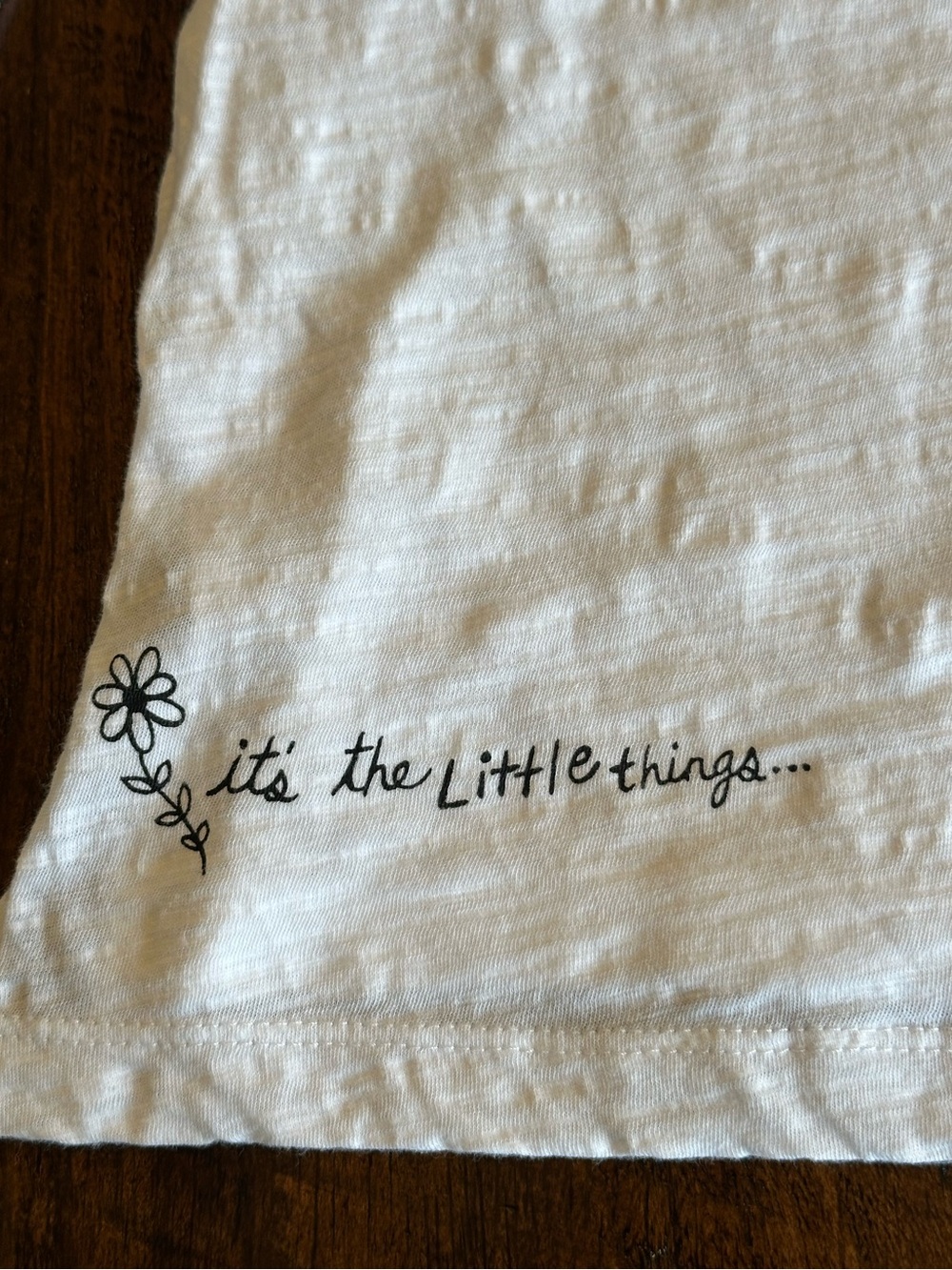 Natural Life | Oversized Cotton Doodle Tee Live Happy White Floral Long, Size XS - Picture 10 of 12